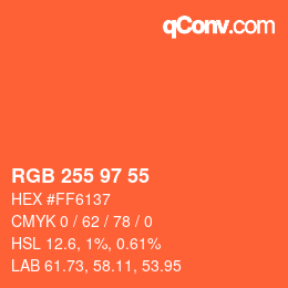 Código de color: RGB 255 97 55 | qconv.com