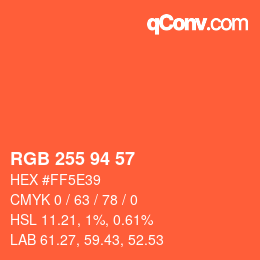 Farbcode: RGB 255 94 57 | qconv.com