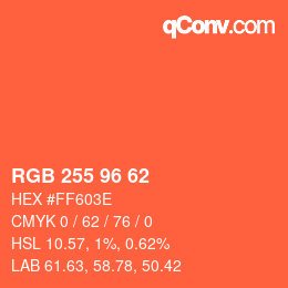 Color code: RGB 255 96 62 | qconv.com