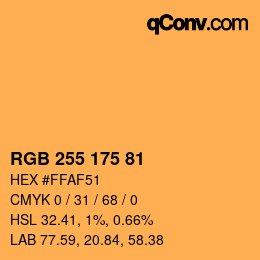 Código de color: RGB 255 175 81 | qconv.com