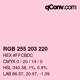 Código de color: RGB 255 203 220 | qconv.com