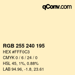 Color code: RGB 255 240 195 | qconv.com