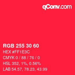 Color code: RGB 255 30 60 | qconv.com