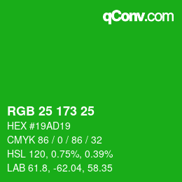 Código de color: RGB 25 173 25 | qconv.com