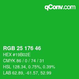 Color code: RGB 25 176 46 | qconv.com