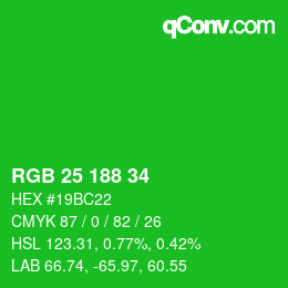 Color code: RGB 25 188 34 | qconv.com