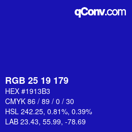 Code couleur: RGB 25 19 179 | qconv.com