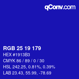 Code couleur: RGB 25 19 179 | qconv.com