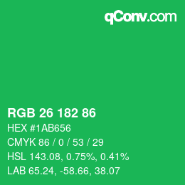 Code couleur: RGB 26 182 86 | qconv.com