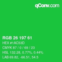 Code couleur: RGB 26 197 61 | qconv.com