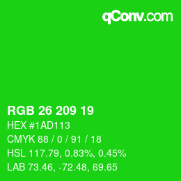 Code couleur: RGB 26 209 19 | qconv.com