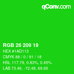 Code couleur: RGB 26 209 19 | qconv.com