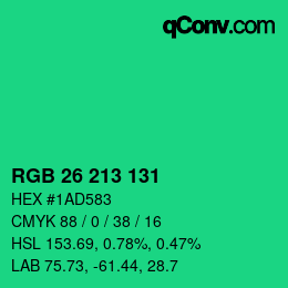 Farbcode: RGB 26 213 131 | qconv.com