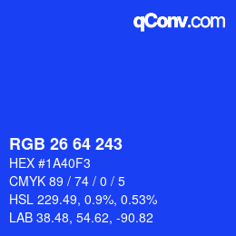 Color code: RGB 26 64 243 | qconv.com