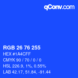 Color code: RGB 26 76 255 | qconv.com