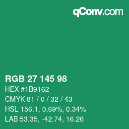 Color code: RGB 27 145 98 | qconv.com