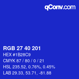 Color code: RGB 27 40 201 | qconv.com