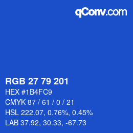 Color code: RGB 27 79 201 | qconv.com