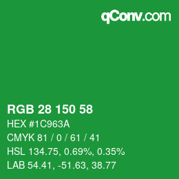 Código de color: RGB 28 150 58 | qconv.com