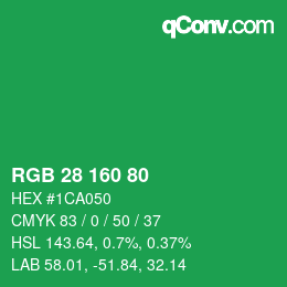 Color code: RGB 28 160 80 | qconv.com