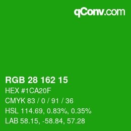 Color code: RGB 28 162 15 | qconv.com