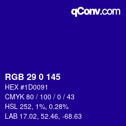 カラーコード: RGB 29 0 145 | qconv.com