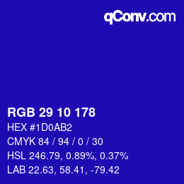 Farbcode: RGB 29 10 178 | qconv.com