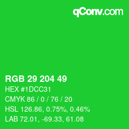 Código de color: RGB 29 204 49 | qconv.com