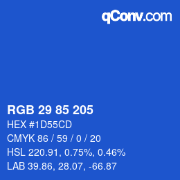 カラーコード: RGB 29 85 205 | qconv.com