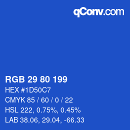 カラーコード: RGB 29 80 199 | qconv.com