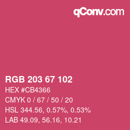 カラーコード: RGB 203 67 102 | qconv.com