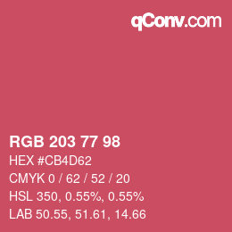 Color code: RGB 203 77 98 | qconv.com