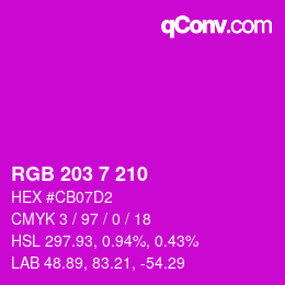 カラーコード: RGB 203 7 210 | qconv.com