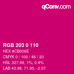 Code couleur: RGB 203 0 110 | qconv.com