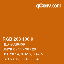 Color code: RGB 203 100 9 | qconv.com