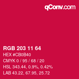 Code couleur: RGB 203 11 64 | qconv.com