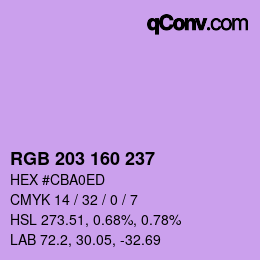 Code couleur: RGB 203 160 237 | qconv.com