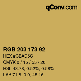 Código de color: RGB 203 173 92 | qconv.com