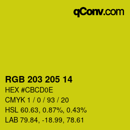 Color code: RGB 203 205 14 | qconv.com