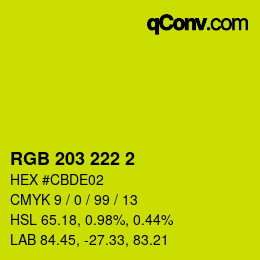 Código de color: RGB 203 222 2 | qconv.com