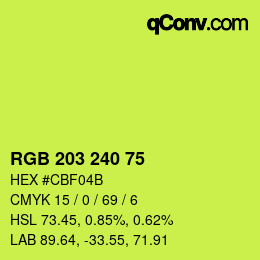 Code couleur: RGB 203 240 75 | qconv.com