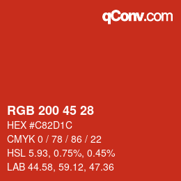 Farbcode: RGB 200 45 28 | qconv.com