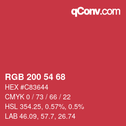 Código de color: RGB 200 54 68 | qconv.com