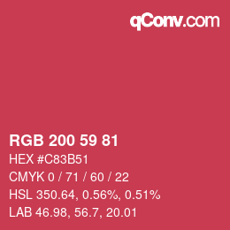 Código de color: RGB 200 59 81 | qconv.com