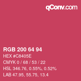 Código de color: RGB 200 64 94 | qconv.com