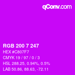 Código de color: RGB 200 7 247 | qconv.com