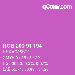 カラーコード: RGB 200 91 194 | qconv.com