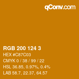 カラーコード: RGB 200 124 3 | qconv.com