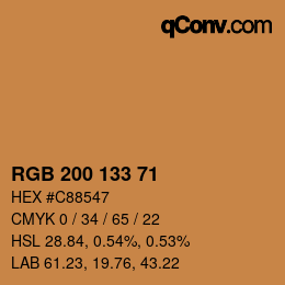 Color code: RGB 200 133 71 | qconv.com