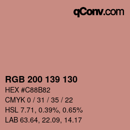 Código de color: RGB 200 139 130 | qconv.com